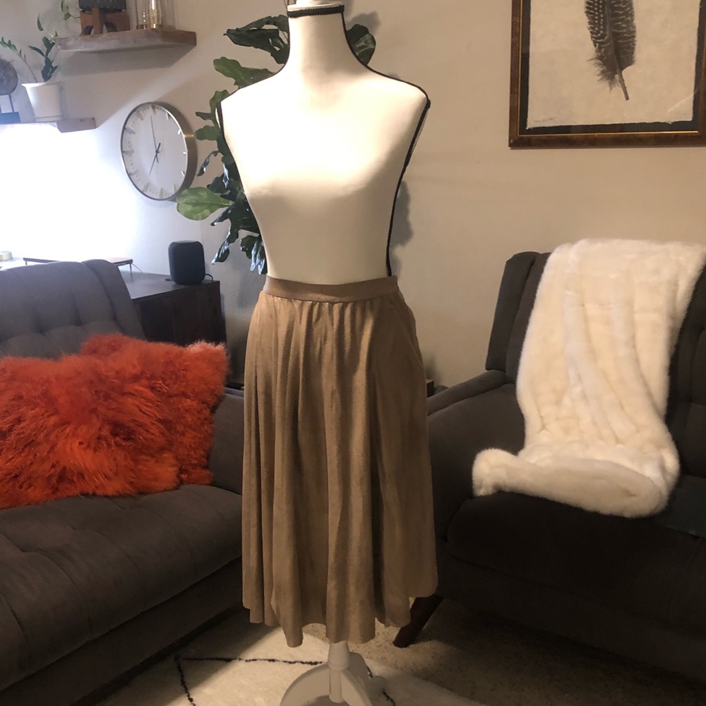 Anthropology Silver and Blush Mid-Length Skirt